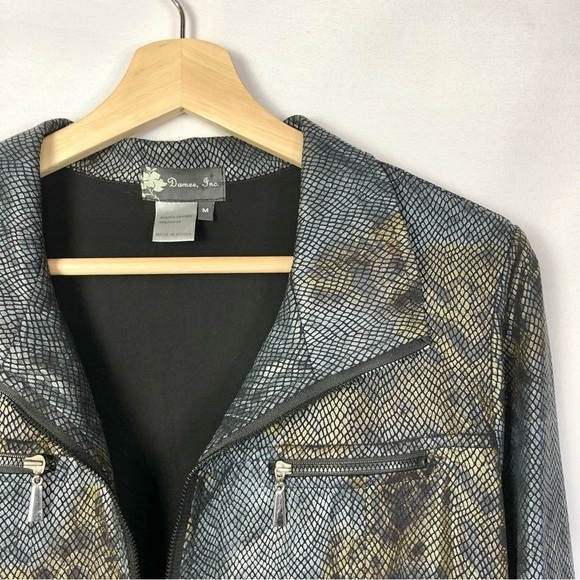 Damee Inc Blue & Brown Snake Print Lightweight Full Zip Jacket M - Picture 3 of 4